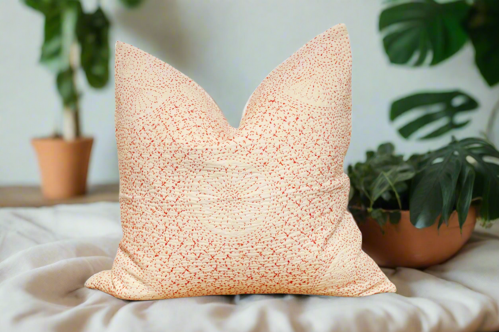Origami White Hand-Stitched Pillow Cover