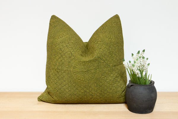 Seaweed Green Hand-Stitched Pillow Cover