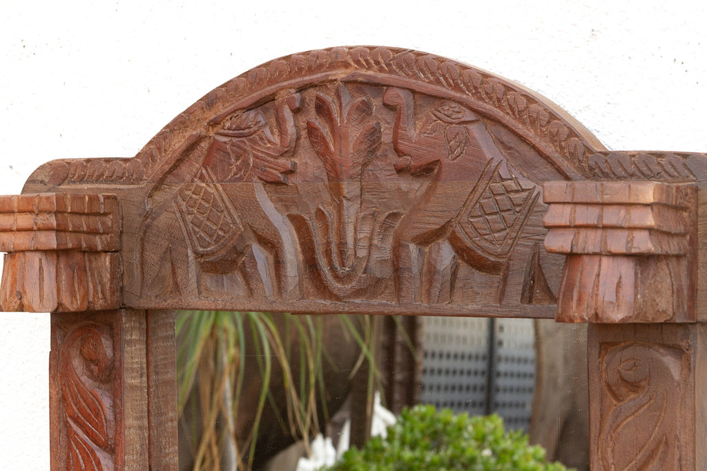 Dark Walnut Finish Tribal Carved Mirror (Trade)