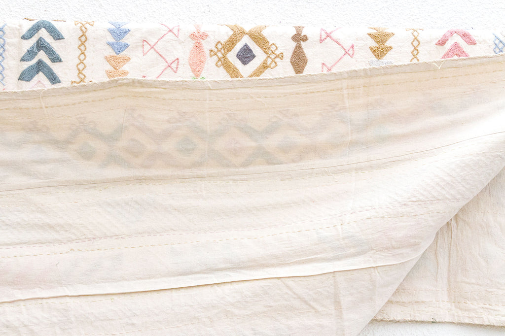 Abstract Pastel Hand-stitched Cotton Tribal Kantha Throw (Trade)