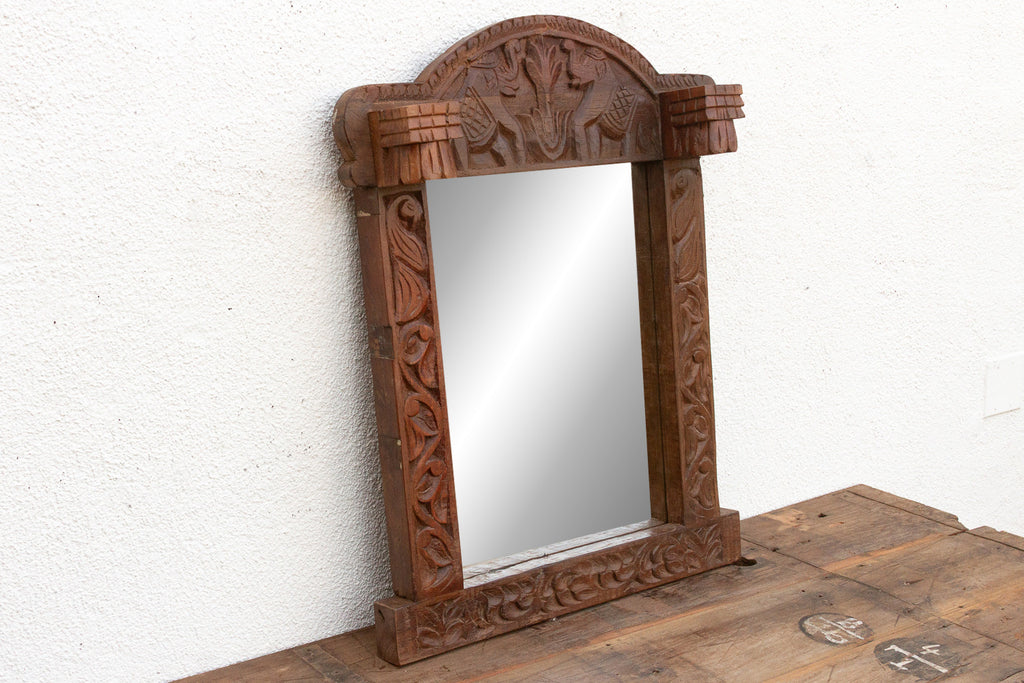Dark Walnut Finish Tribal Carved Mirror (Trade)