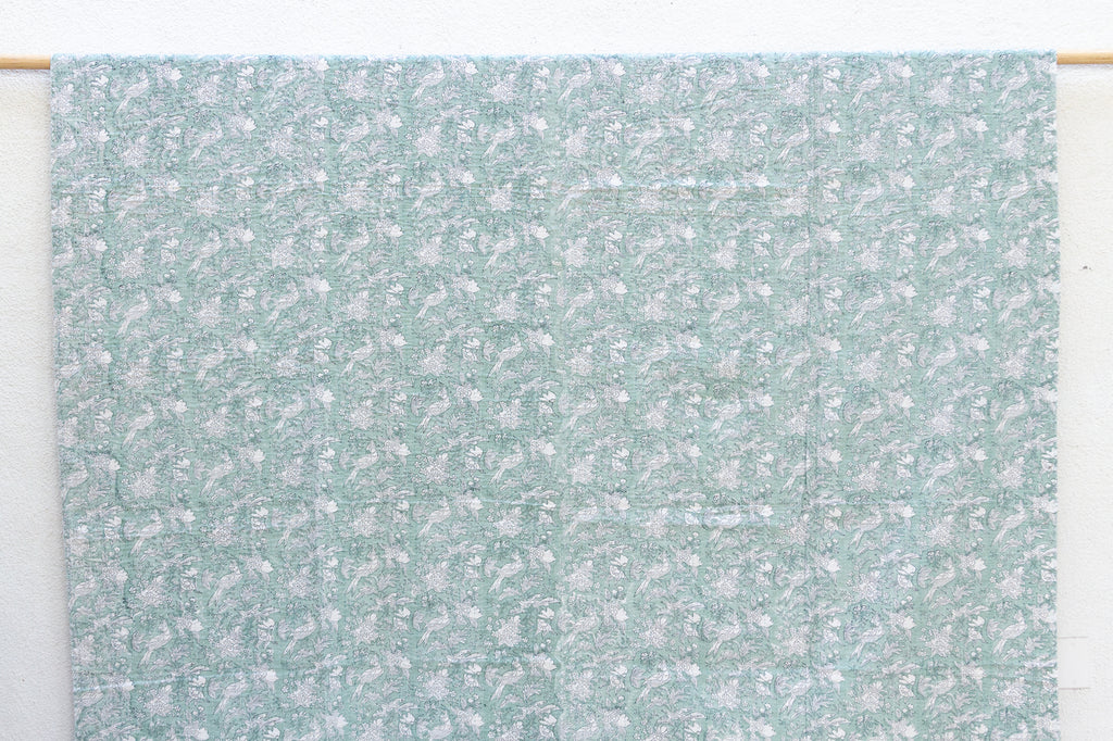 Bird Toile Indian Block Print Coverlet