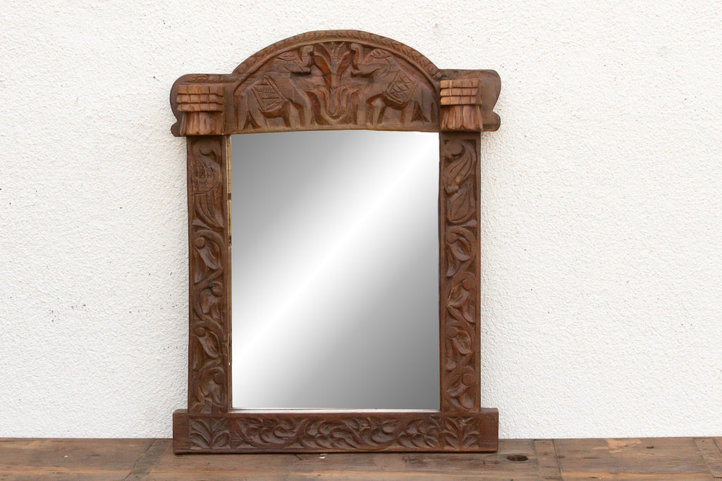 Royal Elephant High-Relief Carved Mirror