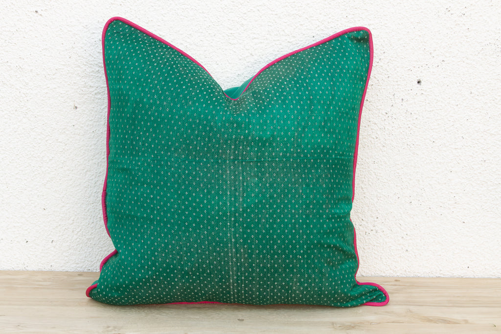 Green Dotted Ahir Handloom Pillow
