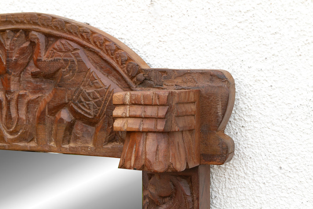 Royal Elephant High-Relief Carved Mirror