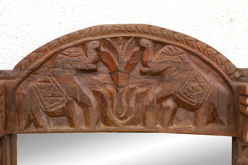 Royal Elephant High-Relief Carved Mirror