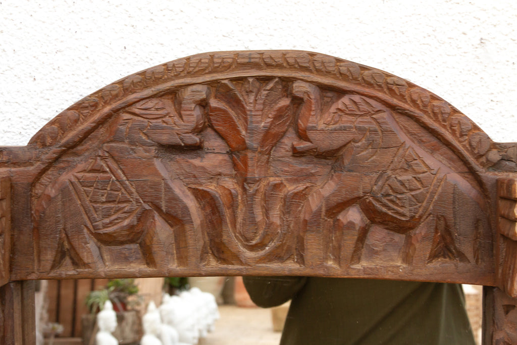 Royal Elephant High-Relief Carved Mirror