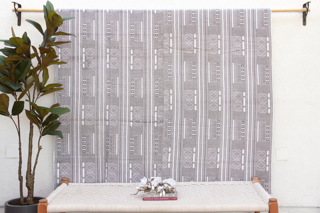 Stone Tribal Indian Block Print Coverlet