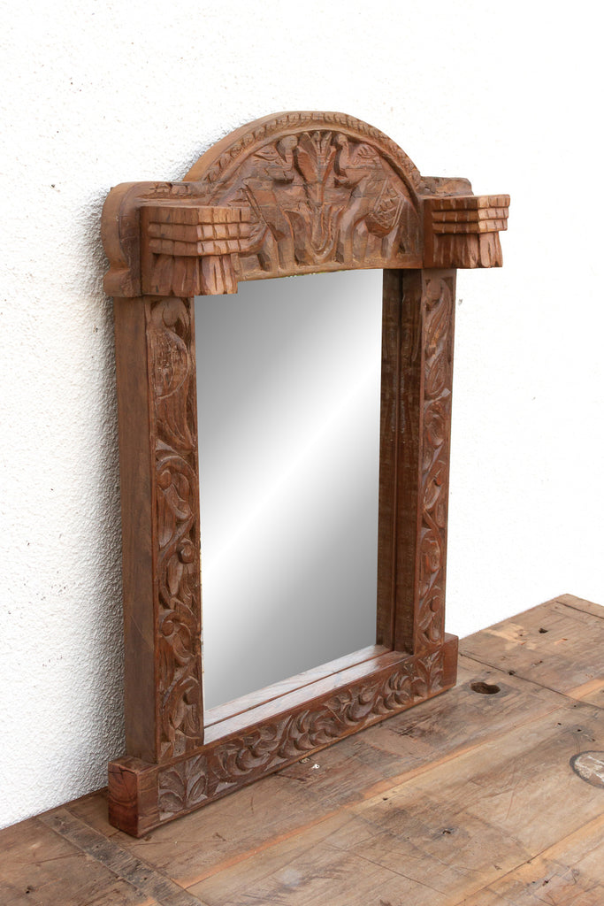 Royal Elephant High-Relief Carved Mirror