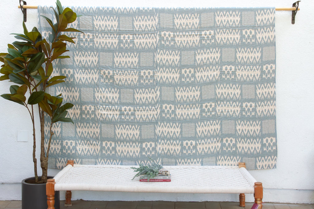 Ikat River Indian Block Print Coverlet