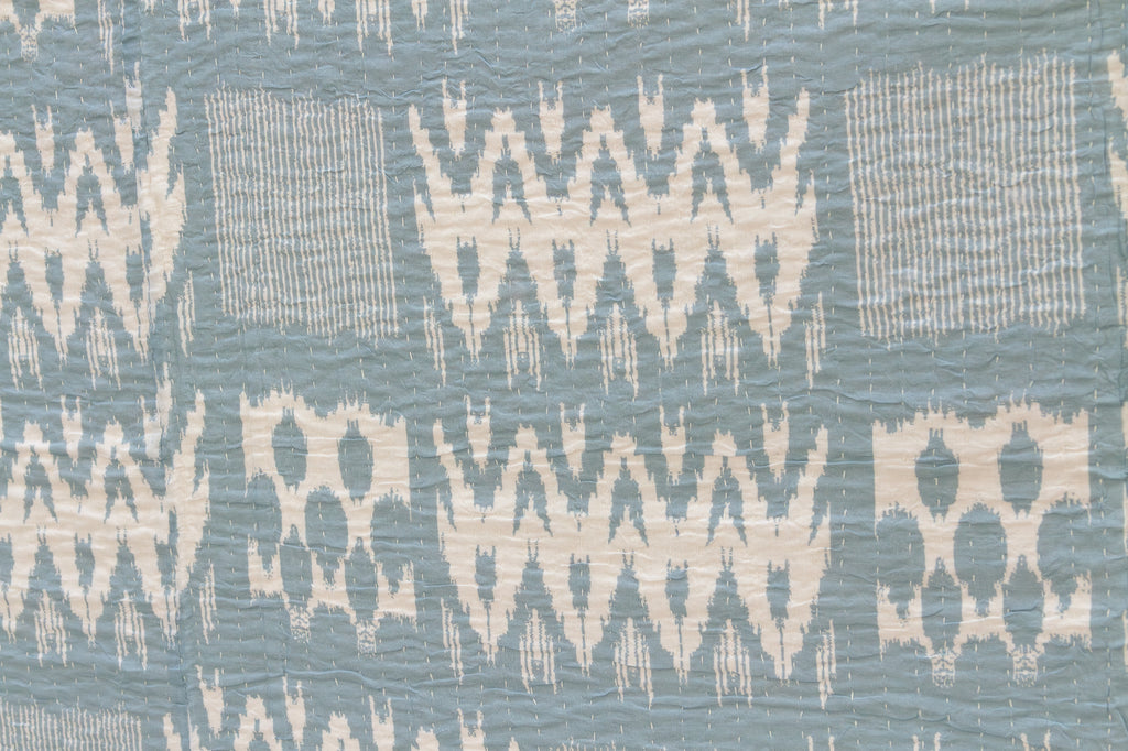 Ikat River Indian Block Print Coverlet