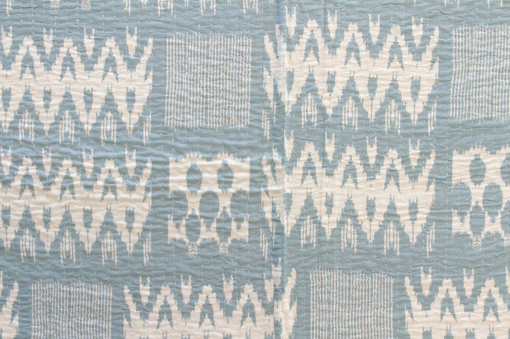 Ikat River Indian Block Print Coverlet