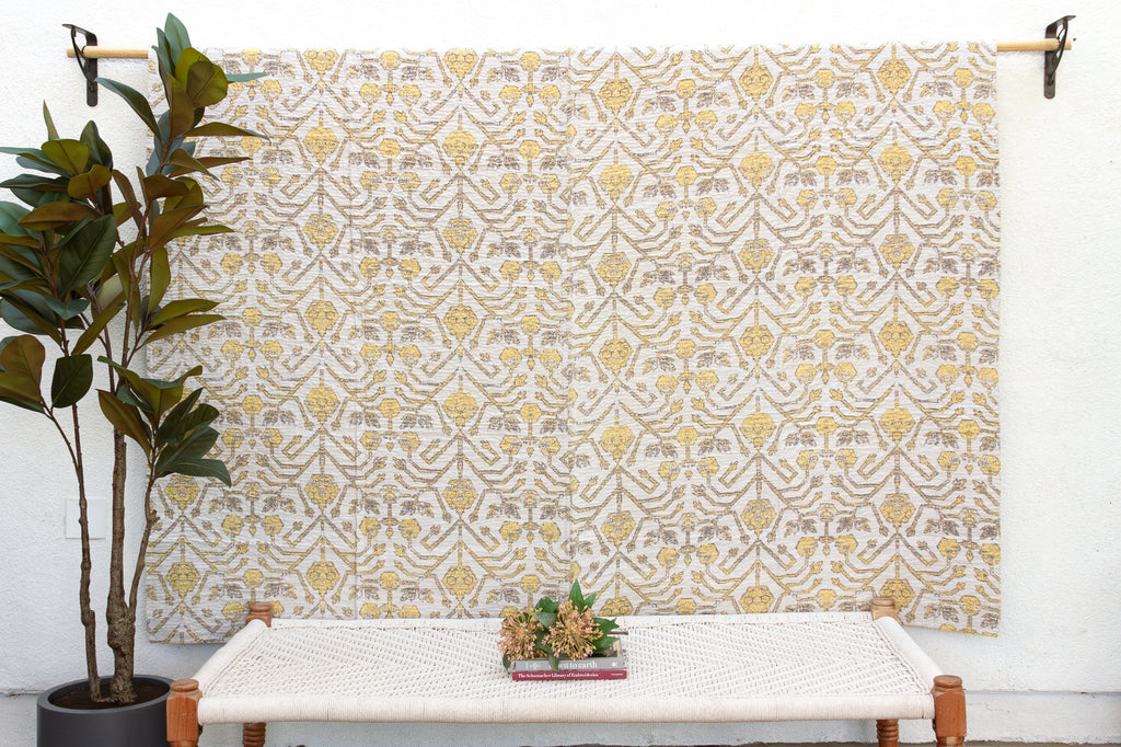 Marigold Sun Indian Block Print Bedcover