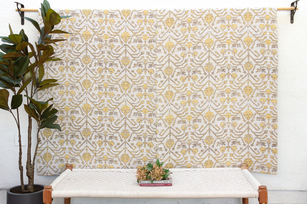 Marigold Sun Indian Block Print Bedcover