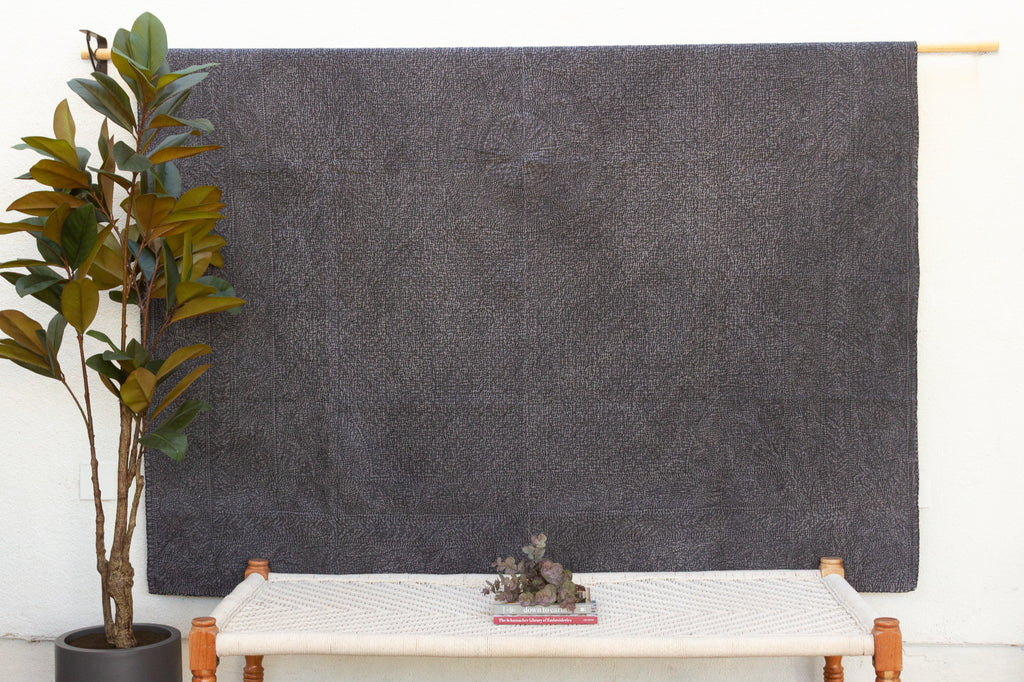 Obsidian Gray Handstitched Filanan Gudari Bedcover (Trade)