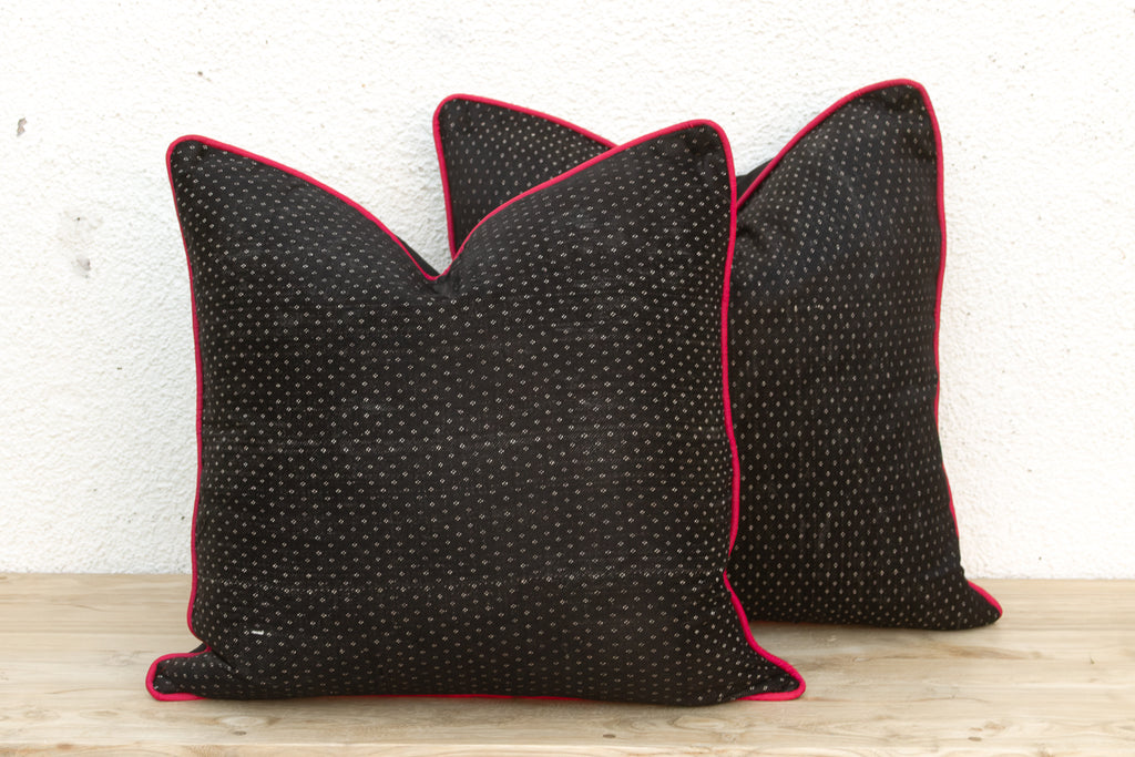 Pair of Manek Black Dotted Gujarati Mashru Pillows