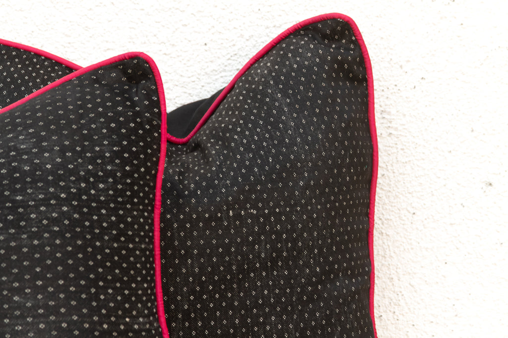 Pair of Manek Black Dotted Gujarati Mashru Pillows
