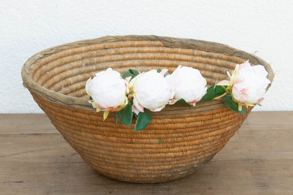 Antique Coiled Woven Harvest Basket (Trade)