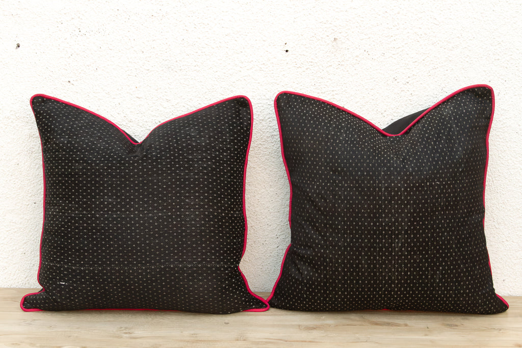 Pair of Manek Black Dotted Gujarati Mashru Pillows