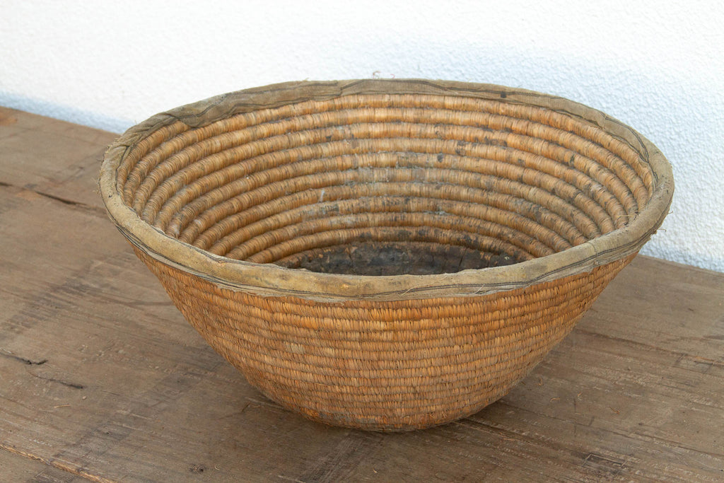 Antique Coiled Woven Harvest Basket (Trade)