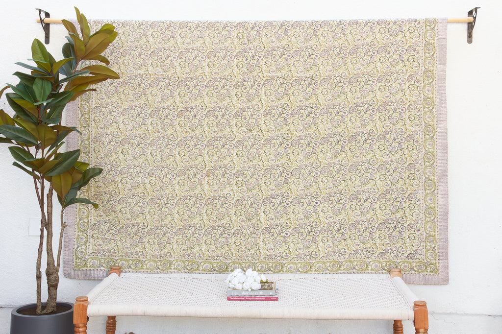 Oasis Bloom Indian Block Print Blanket