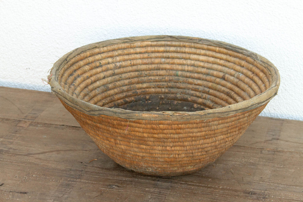 Antique Coiled Woven Harvest Basket (Trade)