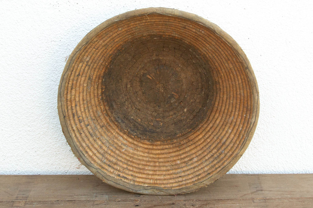 Antique Coiled Woven Harvest Basket (Trade)