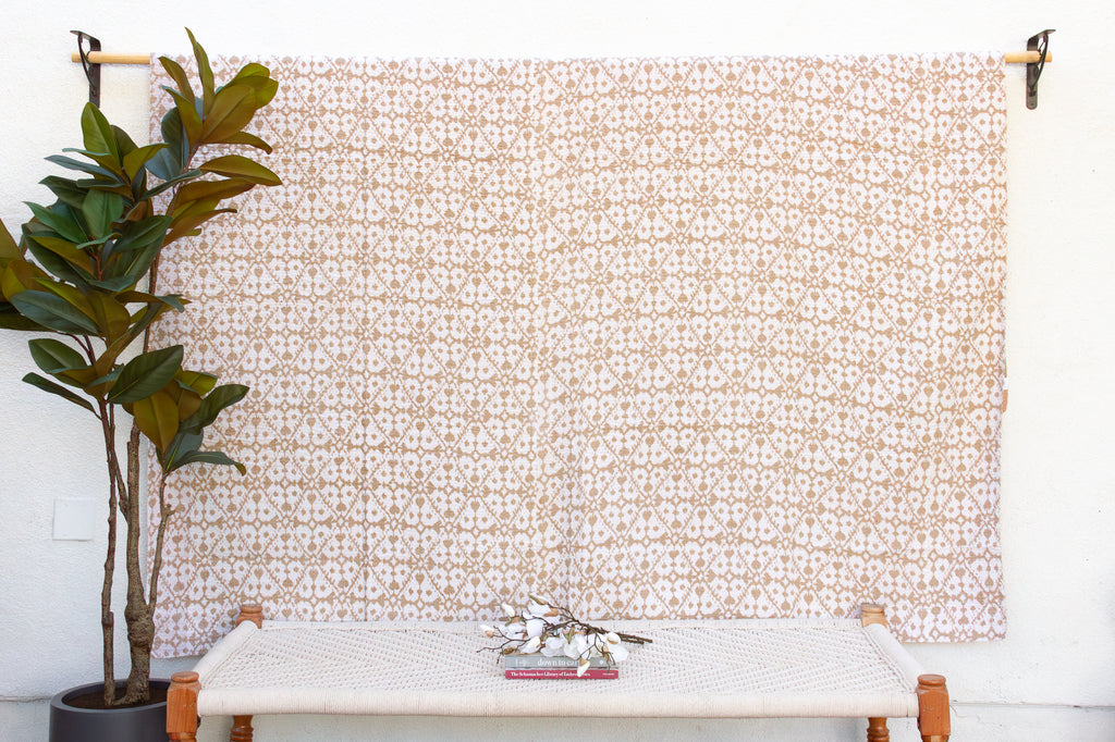 Desert Lattice Indian Block Print Coverlet