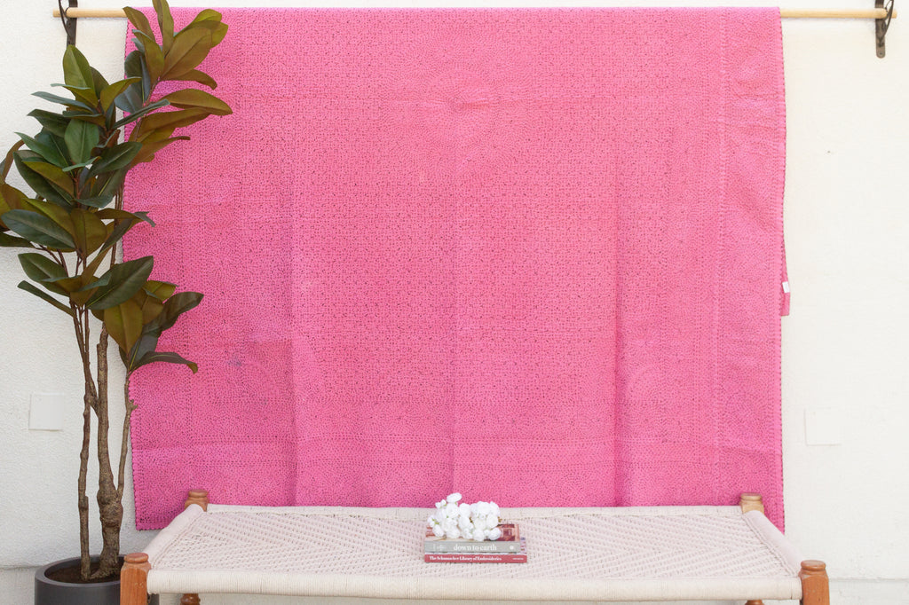 Pink Handstitched Filanan Gudari Bedcover (Trade)