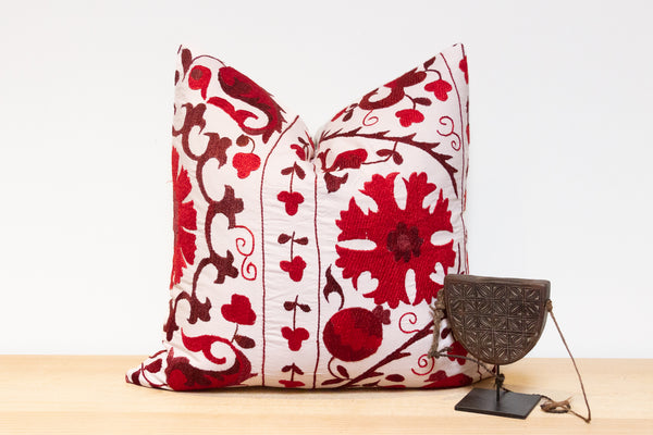 Red-Violet Suzani Euro Pillow