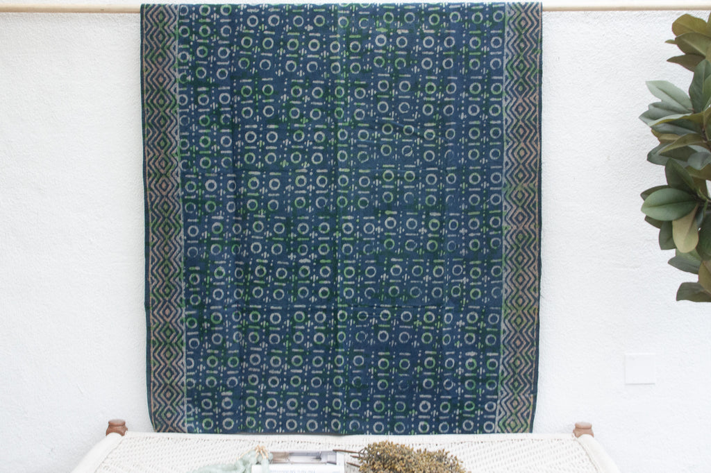 Dot & Dash Vintage Indigo Printed Throw