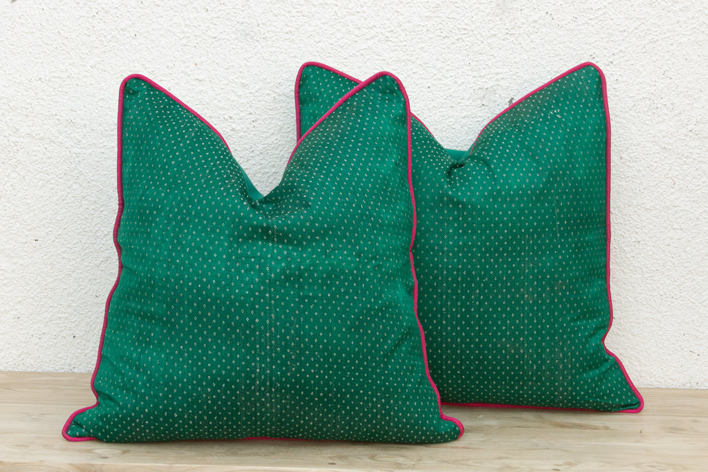 Pair of Panna Dotted Ahir Handloom Pillow