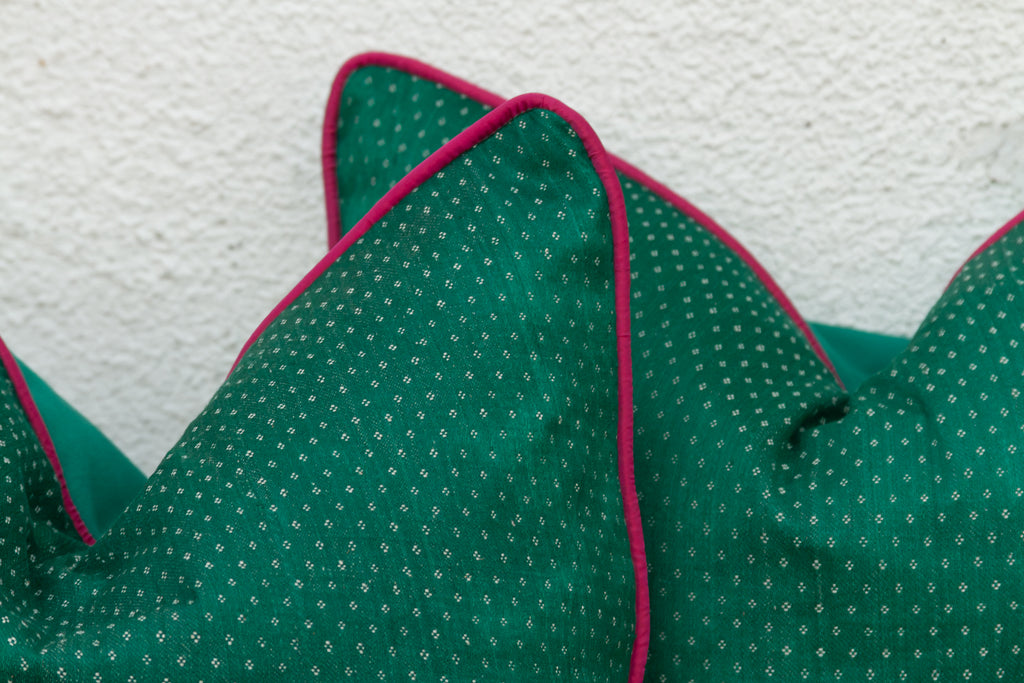 Pair of Panna Dotted Ahir Handloom Pillow