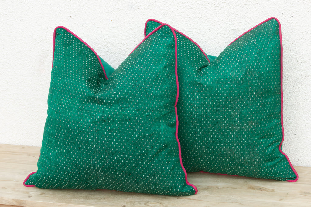 Pair of Panna Dotted Ahir Handloom Pillow