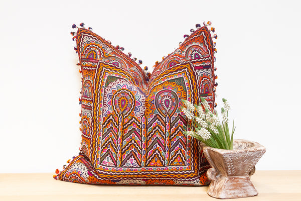 Barkha Rajasthani Embroidered Large Decorative Euro Pillow
