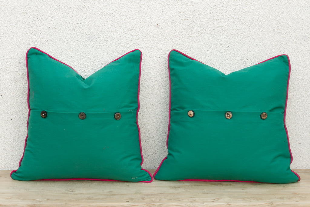 Pair of Panna Dotted Ahir Handloom Pillow