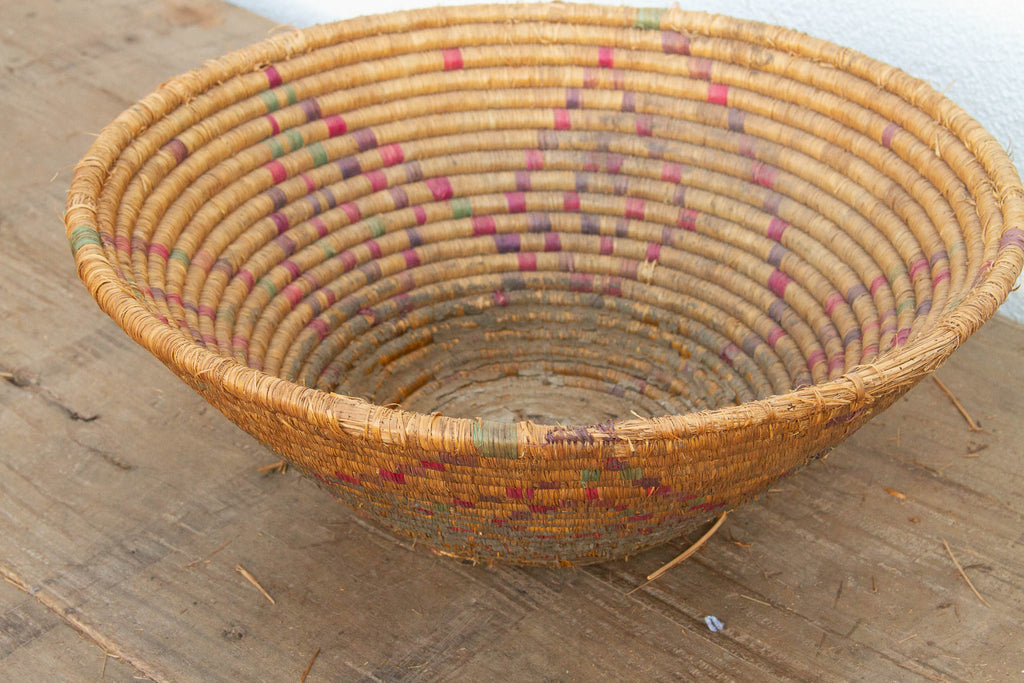Vintage Woven Basket with Geometric Pattern (Trade)