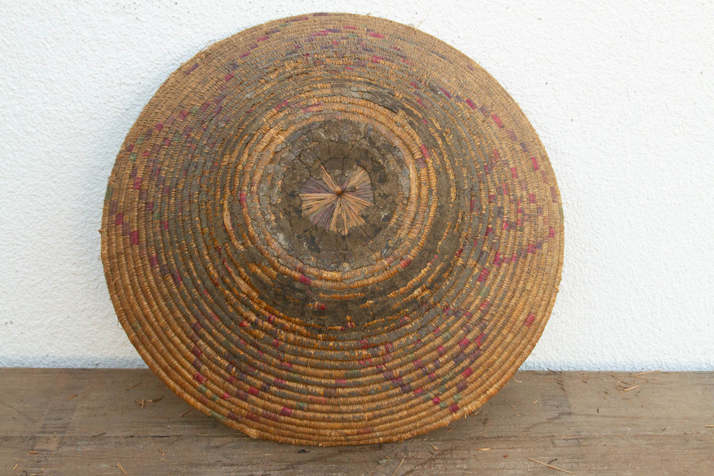 Vintage Woven Basket with Geometric Pattern (Trade)