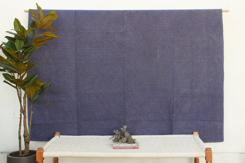 Monsoon Indigo Handstitched Filanan Gudari Bedcover (Trade)