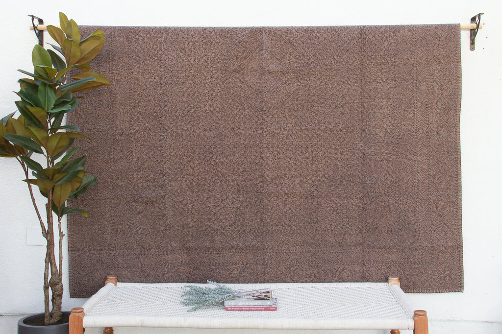 Earthen Taupe Handstitched Filanan Gudari Bedcover