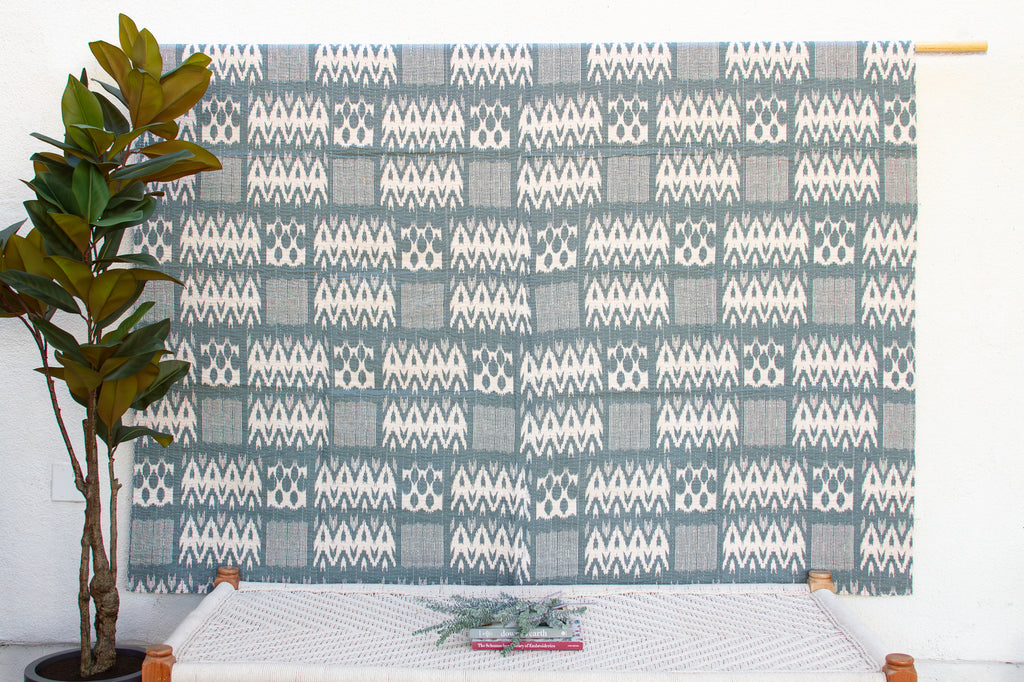 Coastal Ikat Indian Block Print Coverlet