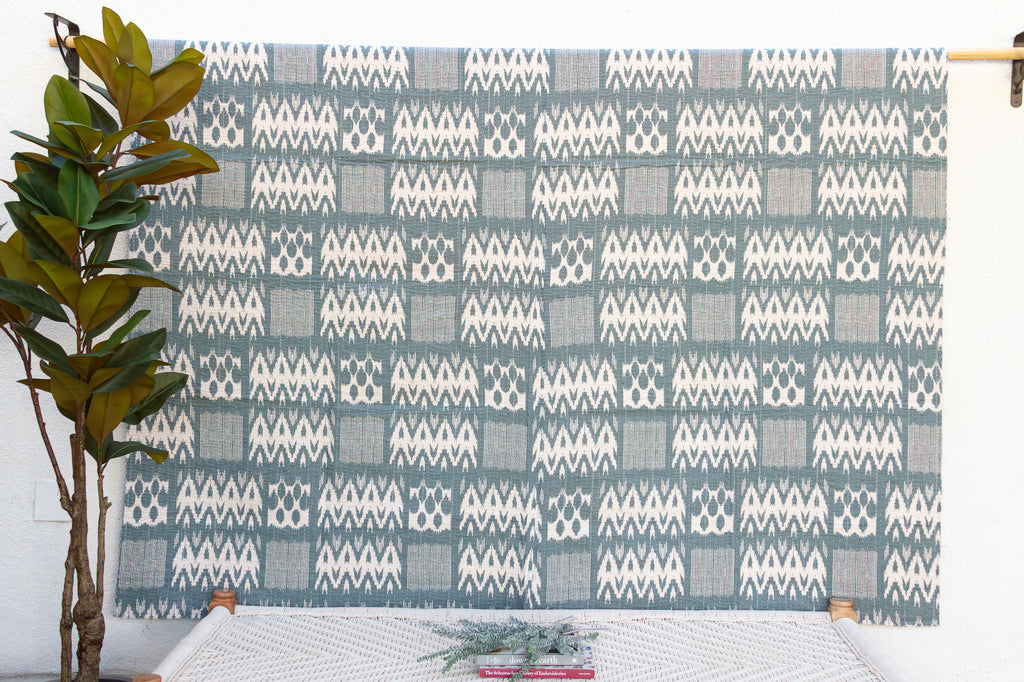 Coastal Ikat Indian Block Print Coverlet