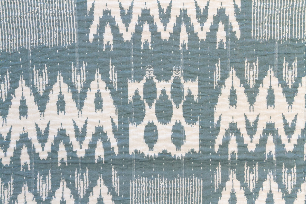 Coastal Ikat Indian Block Print Coverlet