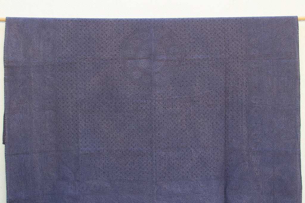 Midnight Indigo Handstitched Filanan Gudari Bedcover