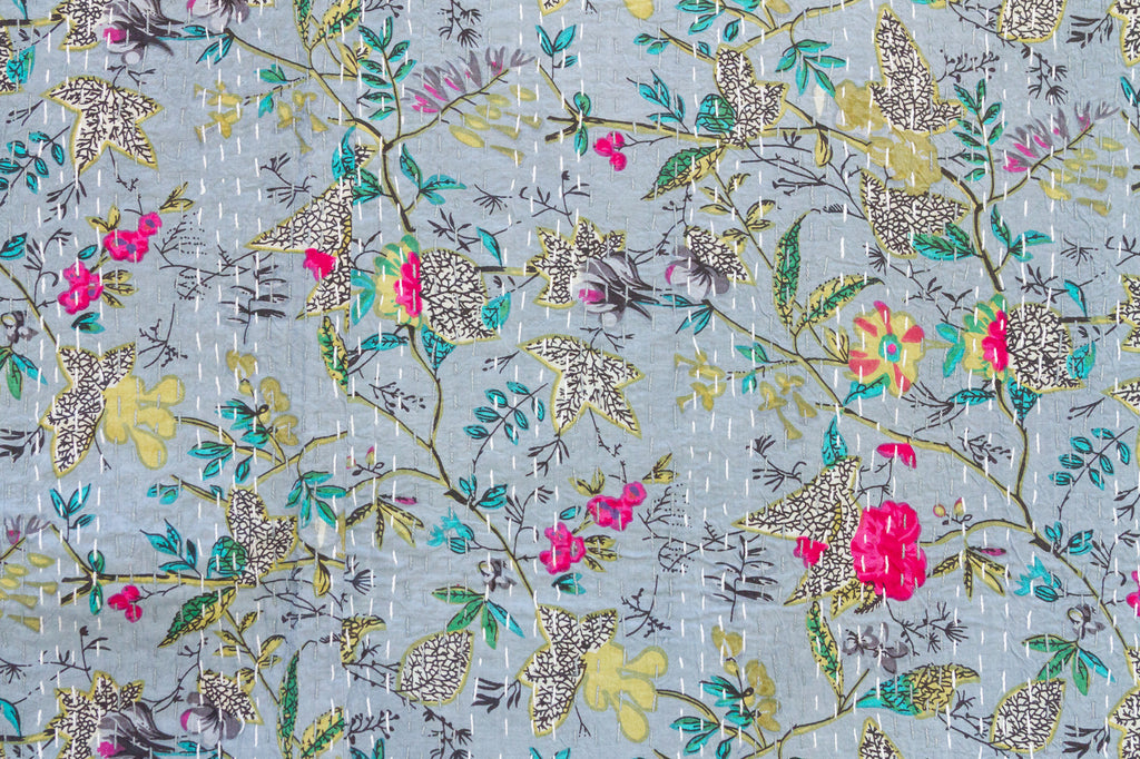 Garden Bouquet Indian Block Print Blanket