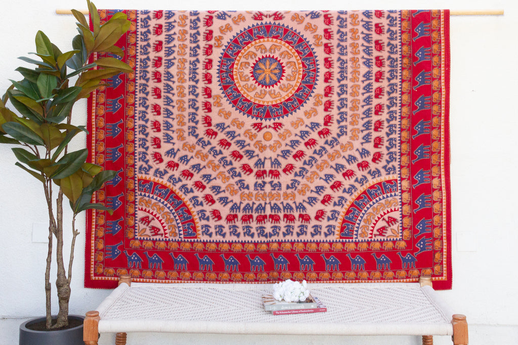 Festival Parade Indian Block Print Coverlet