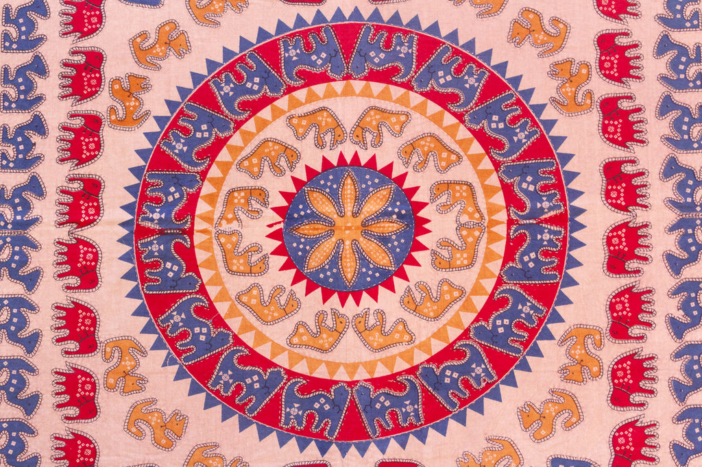 Festival Parade Indian Block Print Coverlet