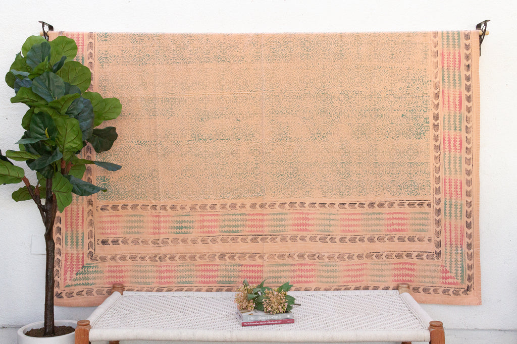 Moorish Mosaic Indian Block Print Bedcover