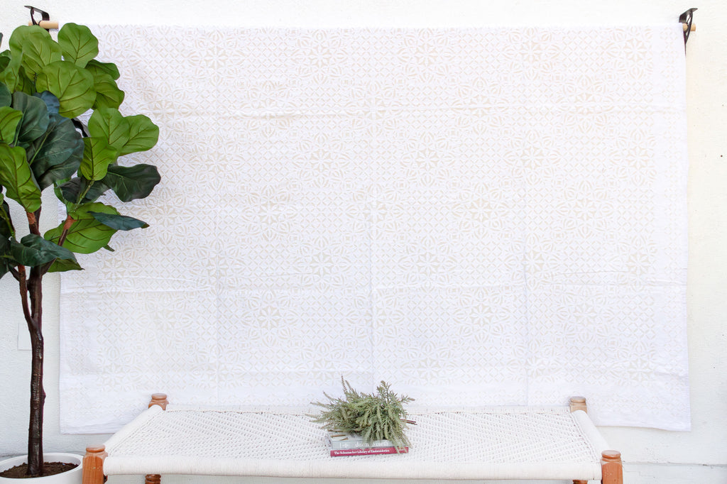 Starflower Artisan Cotton Cutwork Bedcover