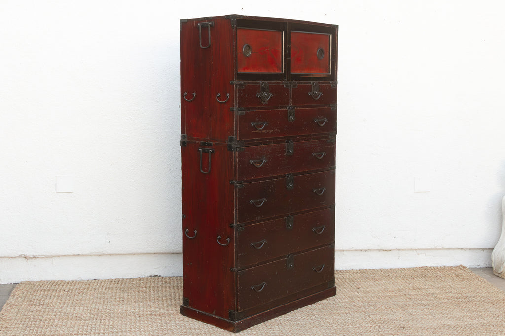 Antique Meiji Period Tall Tansu Dresser